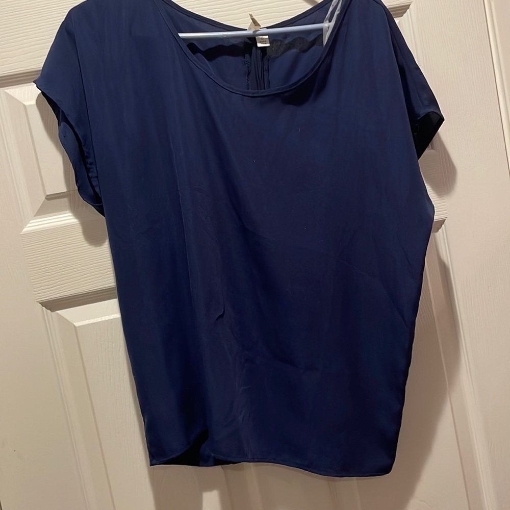 Navy blouse, zip in back from Francesca’s